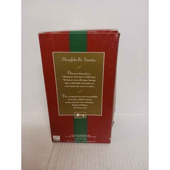 Vintage Brass Key Christmas Treasures Hand-Crafted Glass Classic Santa Ornament - Picture 3 of 6